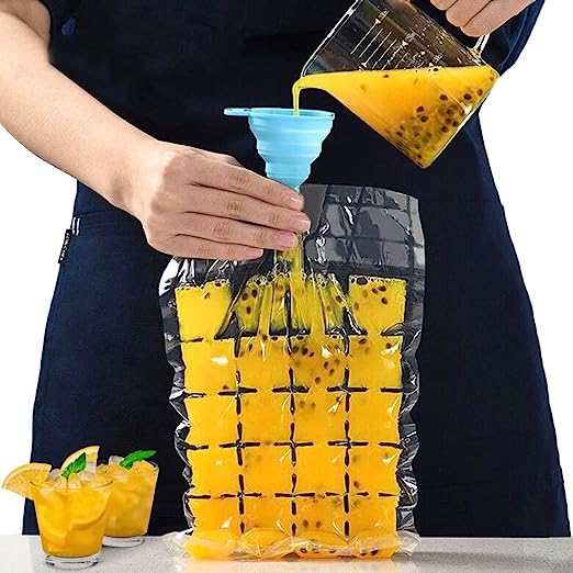 Keapaty 40 bolsas de cubitos de hielo, bolsas desechables para hacer cubitos de hielo para bebidas,