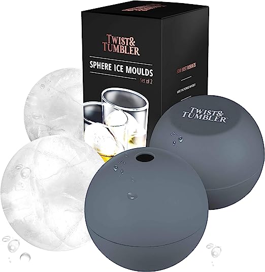 Twist & Tumbler Moldes para Hielo Redondo - Cubitera Grande Japonesa para Cubitos Redondos para Whisky